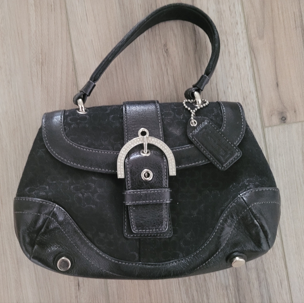 Coach Small C Pattern Black Handbag Preowned.